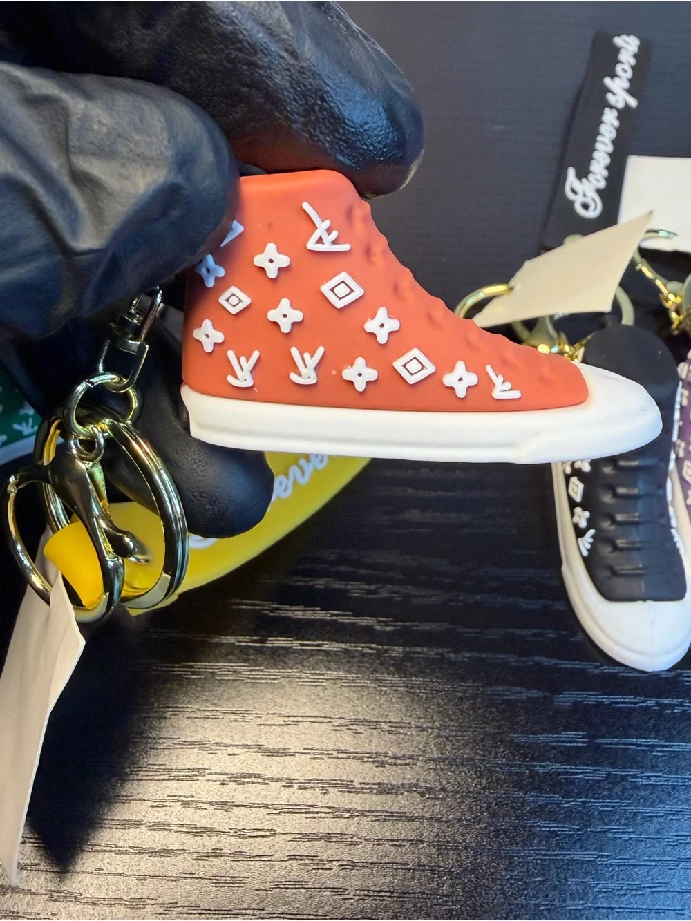 6 Pcs Colorful Mini Sneaker Keychain Set with Branded Straps GREAT GIFTS!!